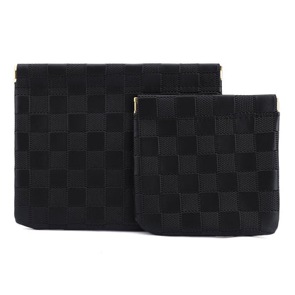 Tiltol 2 PCS Ladies Small Makeup Bag for Purse,Coin Purse Lipstick Cosmetic Accessories Organizer,Travel Pouch,Waterproof No Zipper Self-closing Small Makeup Pouch (Checkered Black)