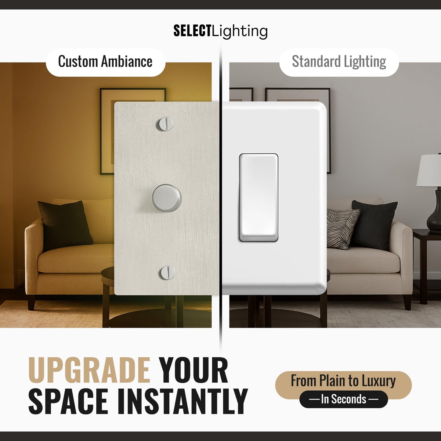SELECT Rotary Dimmer Switch, Solid Brass, 1-Gang, Satin Nickel