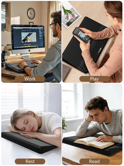 2-in-1 Ergonomic Keyboard Stand with Wrist Rest, Comfy Keyboard Riser Holder with Massage Design, Black