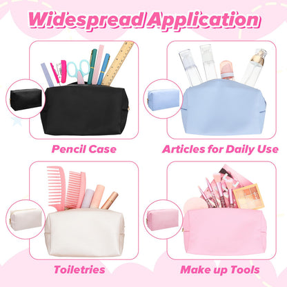 Limbeuuu 12 Pcs Preppy Makeup Bag PU Leather Cosmetic Bag Bulk Makeup Plain Pouch Waterproof Toiletry Purse for Women Traveling Preppy Pencil Case Travel Purse Cosmetic(Mixed Colors