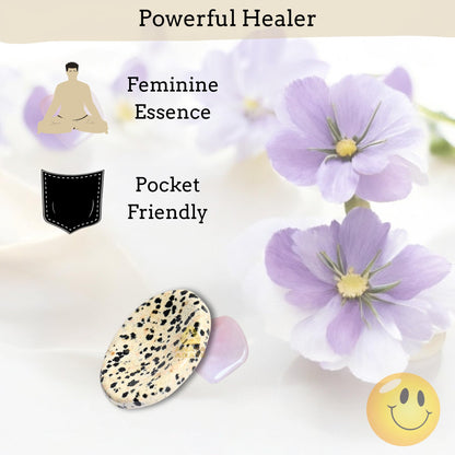 Anaya Agate Dalmatian Jasper Worry Stones Certified Crystal Thumb Worry Stone for Anguish, Relaxing and Soothing Balance Stones for Meditation, Stress Relief Crystals and Healing Stones for Men, Women