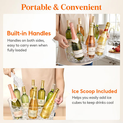 Lifewit 13L Ice Bucket for Parties, Large Beverage Tub with Scoop, Drink Cooler for Dirty Soda Bar, Portable Champagne/Wine/Beer/Juice Table Chiller for Outdoor Bar & Mimosa Bar Supplies