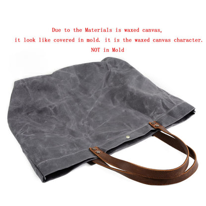 WUDON Waxed Canvas Travel Tote Bag - Extra Large Carryall Shoulder Bag for Women