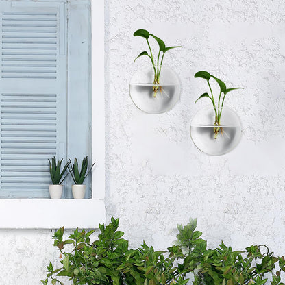 DOITOOL Wall Mounted Glass Vase for Hydroponics Plants, 4pcs Flat Bubble Hanging Terrarium Holders, Indoor Decorative Flower Containers for Wedding Centerpieces and Home Décor
