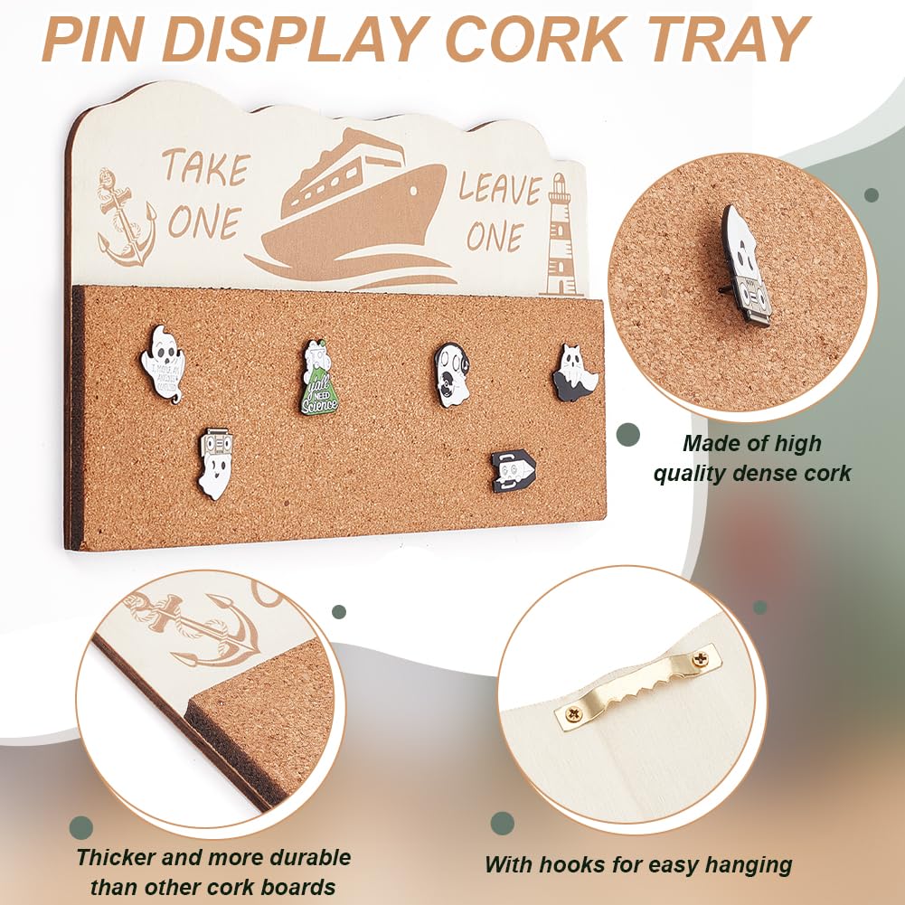 BENECREAT Cork Brooch Board, Pin Trading Ship Lighthouse Anchor Pin Board for Brooch Pin Storage, Jewelry Display, Office Home and School Decor, 7.08x11.8 Inch, 0.5 Inch Thick