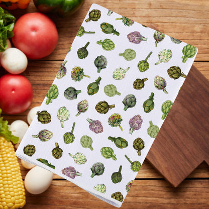 JNIAP Artichoke Kitchen Towel Artichokes Lover Gift Artichoke Queen Gift Artichokes Botanical Dish Towel(greenpurple Plant kt)