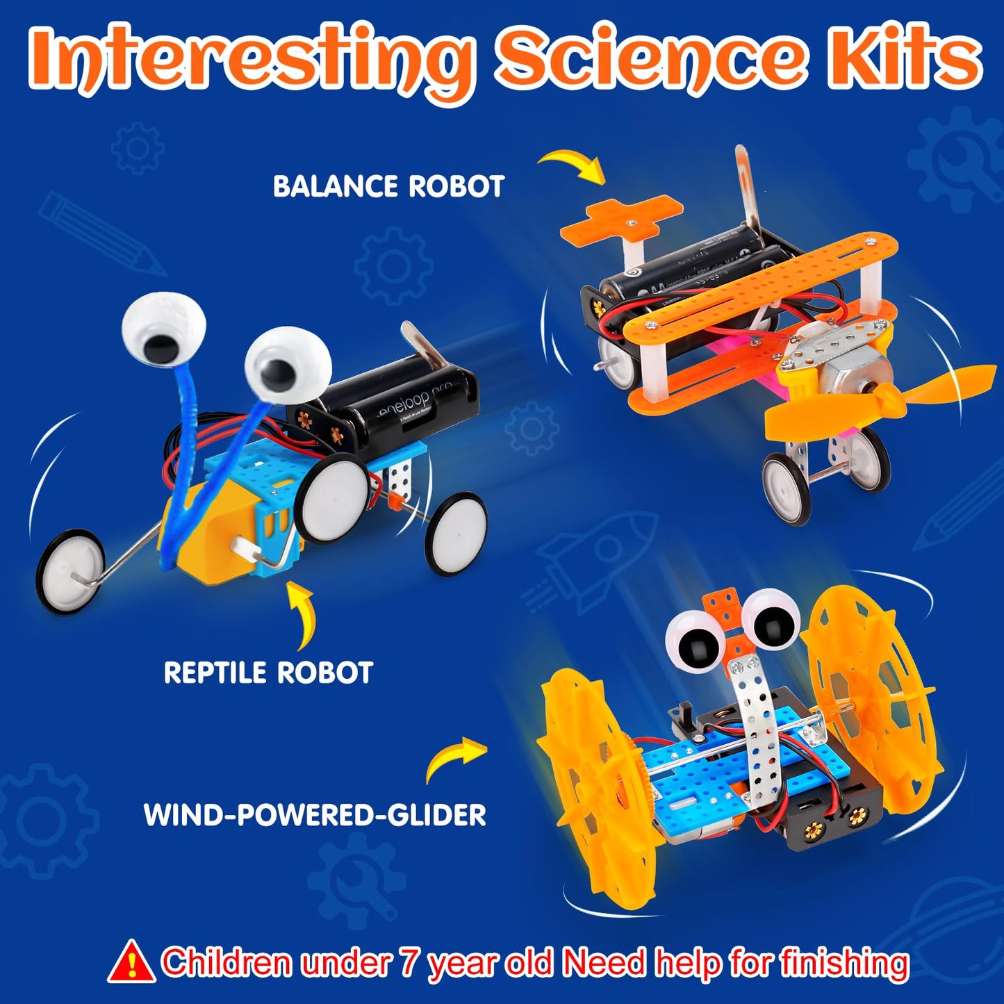 STEM Robotics Kit 6 Set Science Experiments Project Activities Toys for Kids 4-8 8-12 Engineering Building Electronic Motor Robot Kid Craft Boy Girl 5 6 7 8 9 10 12 Year Old Outdoor Toy