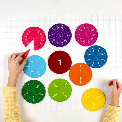 Magnetic Fraction Manipulatives,Educational Puzzle Games Magnets,Calculator Tiles Circles 6"