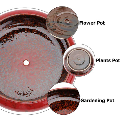 Hydroponic Ceramic Flower Pot 7.28 Inch Succulent Planter with Drainage Hole for Indoor Balcony Office Garden Decoration