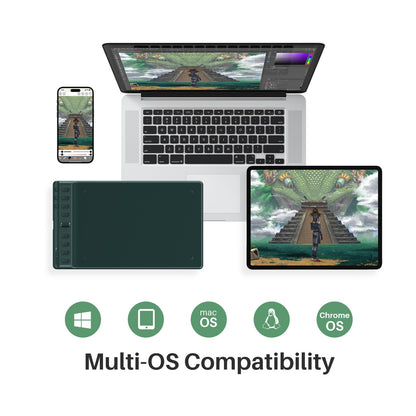 HUION Inspiroy 2 Medium Drawing Tablet with Scroll Wheel 8 Customized Keys Battery-Free Stylus for Digital Art, Design, Sketch, 9x5inch Graphics Tablet Works with Mac, PC & Mobile, Green