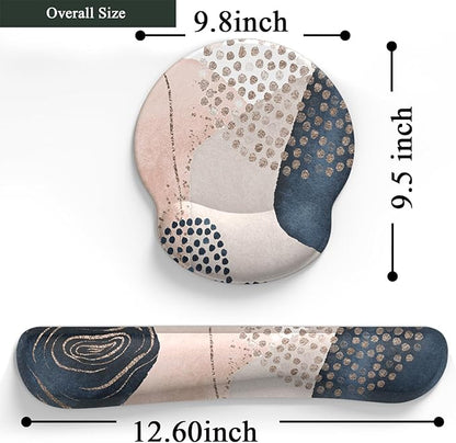 Ergonomic Boho Mouse Pad with Wrist Support Gel and Keyboard Wrist Rest, Non-Slip Pu Base Gaming Kawaii Cute Mouse Pad for Boho Office Decor, Easy Typing & Pain Relief