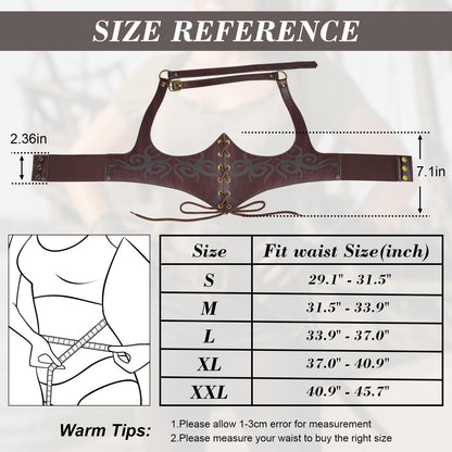 Aprceo Corset Belt for Women, Elastic Waist Lace-up Faux Leather Gothic Costume Waspie Corset Belt for Renaissance Cosplay(L,Brown)