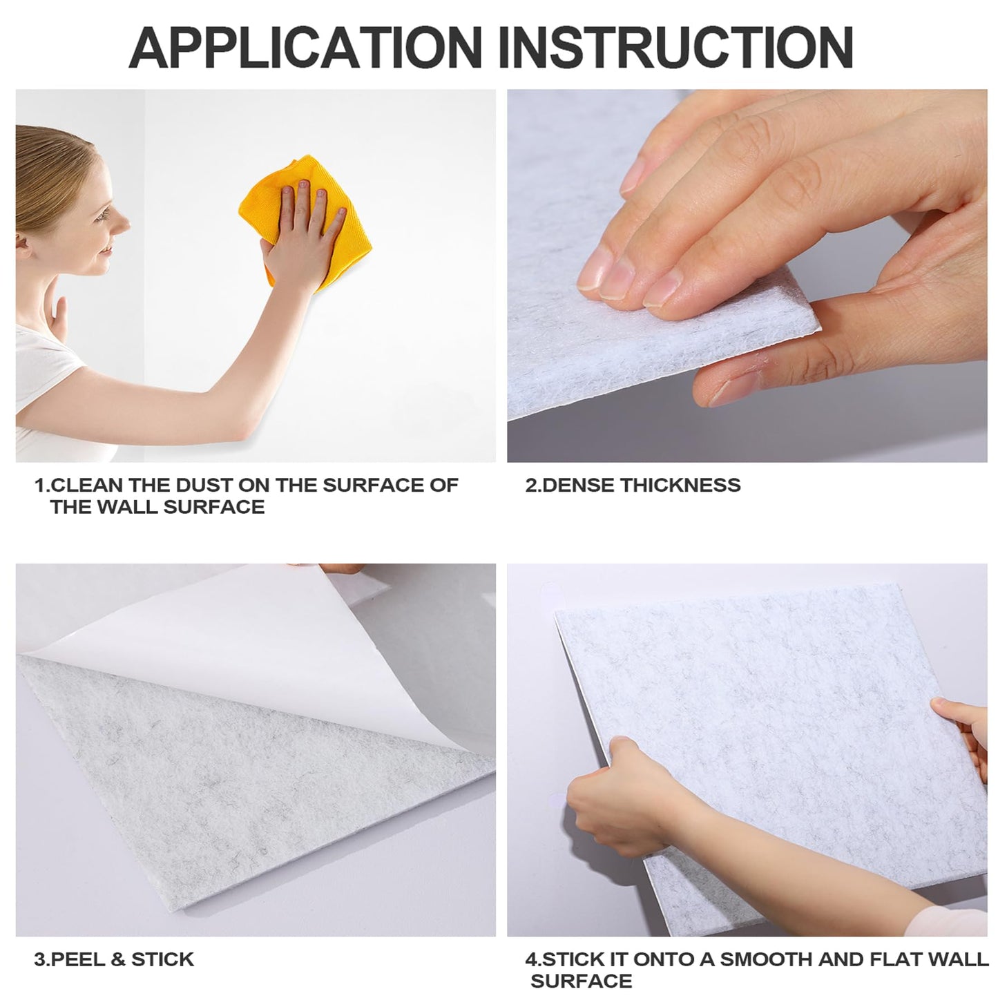 Chejiaye Vision Board for Photo&Pictures,Felt Message Wall Panel 6Pcs11.8"x11.8"Self-Adhesive,Removable Cork Board Bulletion&Poster Board for Office Classroom Decor Hanging File Folders,White