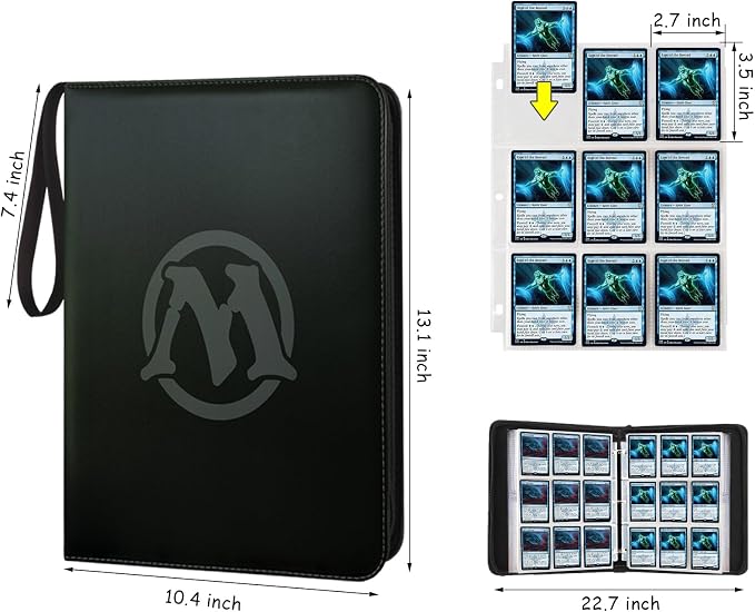 Trading Card Binder,9-Pocket Premium Collector Card Binder Holds 720 Cards,Standard Cards Collection Album Folder for MTG,TCG,Yugioh(Black 2)