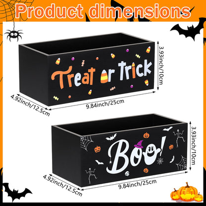 HFYZZ 2 PCS Halloween Candy Bowl Dish Trick or Treat Wooden Serving Bowl Holders Black Corn Spider Web Ghost Candy Serving Dish Tableware for Halloween Table Desk Haunted House Decoration