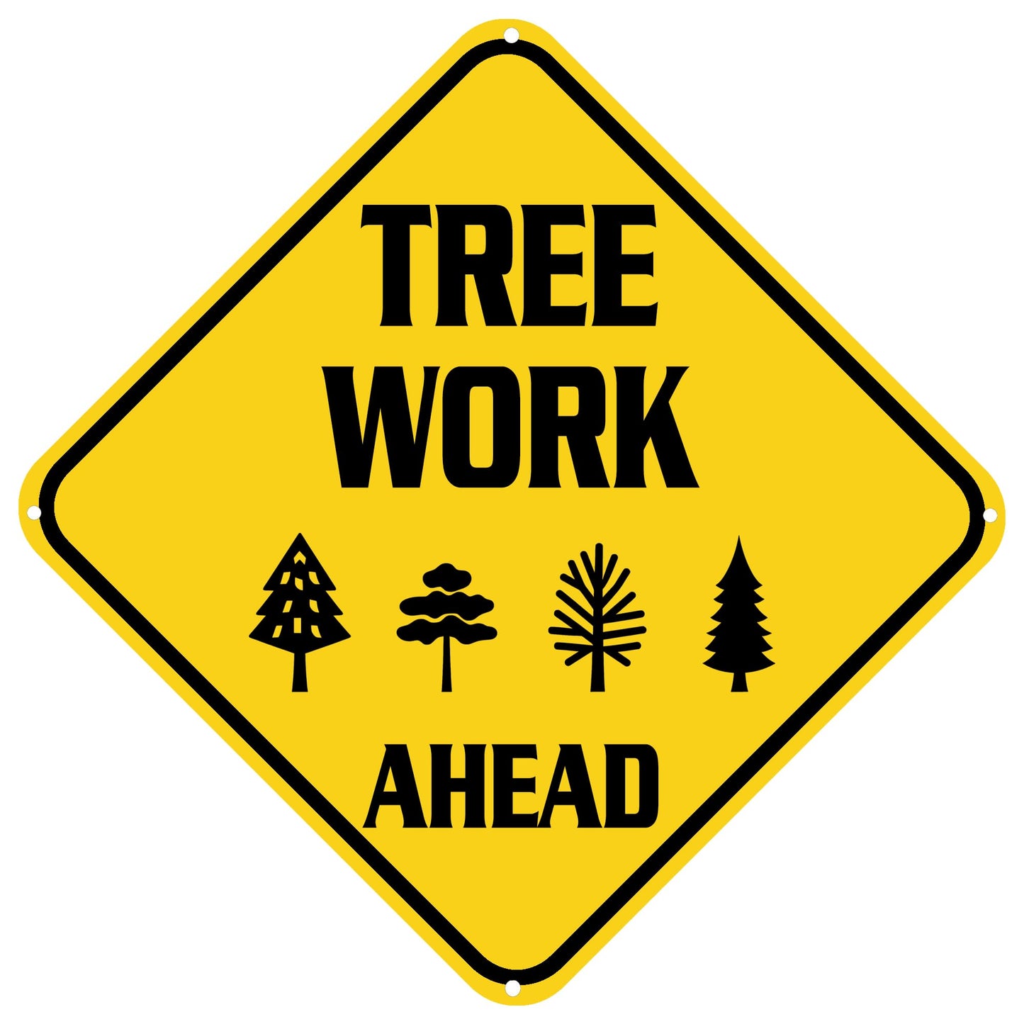 Tree Work Ahead Sign Warning Sign Tree Work Ahead Animal Caution Yellow Wall Art Decorative Decor For Fence Home Farmhouse Yard Road Quality Metal Sign 12x12 Inches