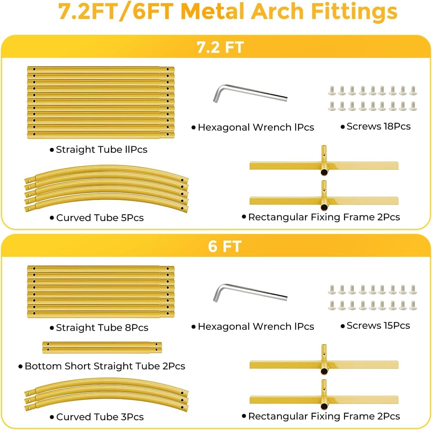 DOYXC Metal Arch Backdrop Stand, 7.2FT+6FT Wedding Arch Frame, Balloon Arch Backdrop Stand Set of 2, Gold Wedding Arch Backdrop Stand for Wedding Birthday Party Baby Shower Graduation Ceremony Decor