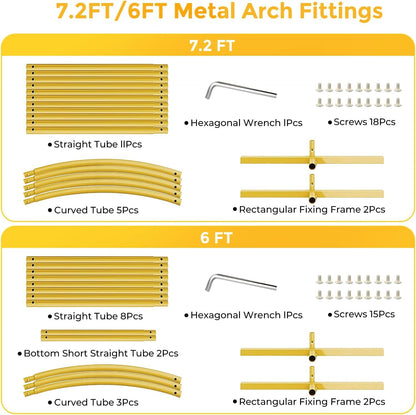 DOYXC Metal Arch Backdrop Stand, 7.2FT+6FT Wedding Arch Frame, Balloon Arch Backdrop Stand Set of 2, Gold Wedding Arch Backdrop Stand for Wedding Birthday Party Baby Shower Graduation Ceremony Decor