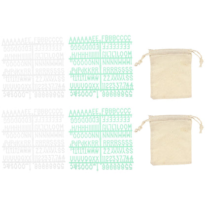 PATIKIL 588 Piece Plastic Letters Set for Felt Letter Board, White/Green Alphabet Message Board Accessories Including Letter Numbers with Restraint Strap for Cafe, Wedding, Birthday