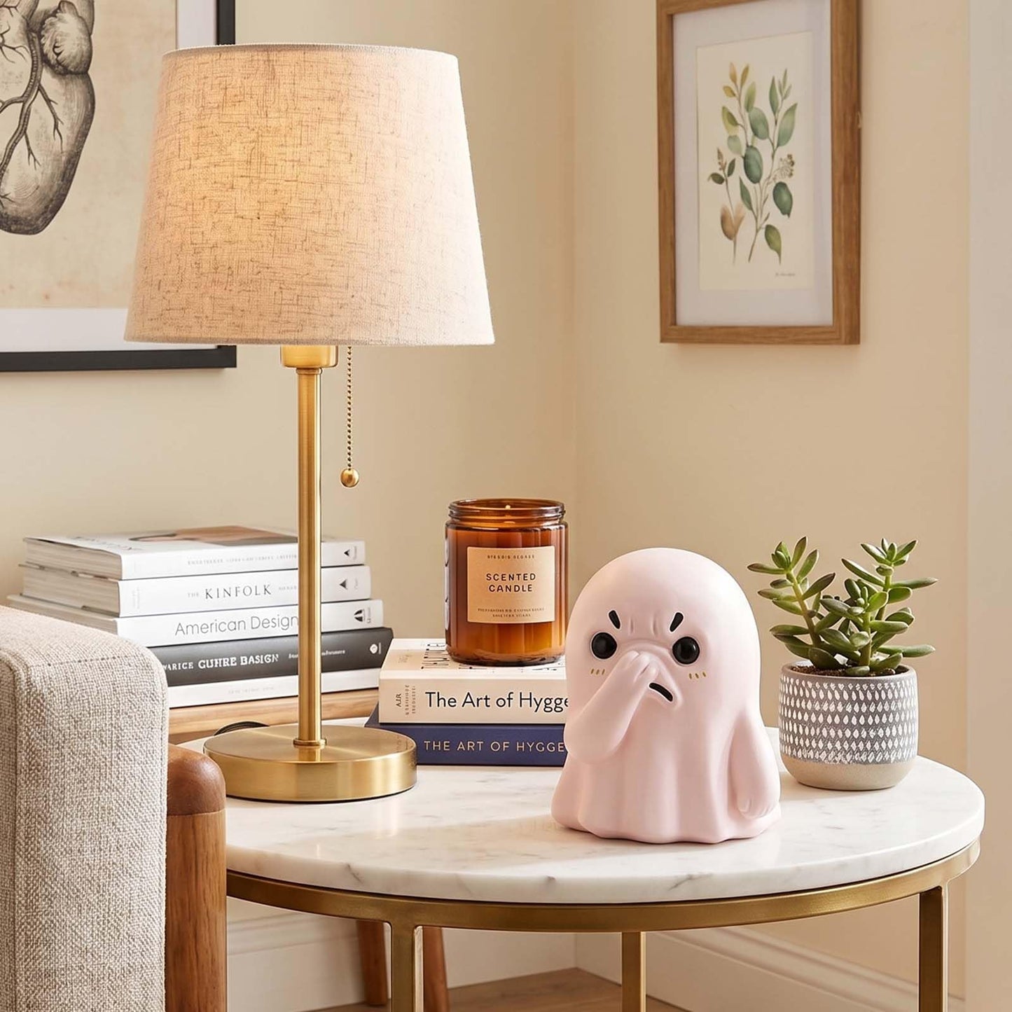 PlivBloom Holding Nose Ghost Figurine – Funny Halloween Ghost Statue for Bathroom or Shelf Decor, Spooky Knick Knacks, Cute Resin Desk Figurines, Ghost Decorations and Quirky Home Gifts (White)
