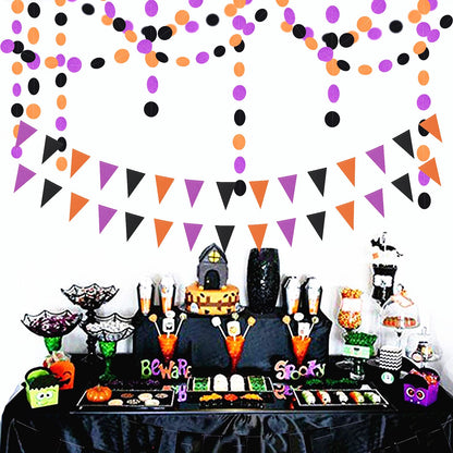 Black-Orange Purple Halloween Party-Decorations Streamers-Garland - 52ft Birthday Baby Shower Decorations Paper Banner, Graduation 2025 Glitter Hanging Decoration Bunting Supplies Lasting Surprise