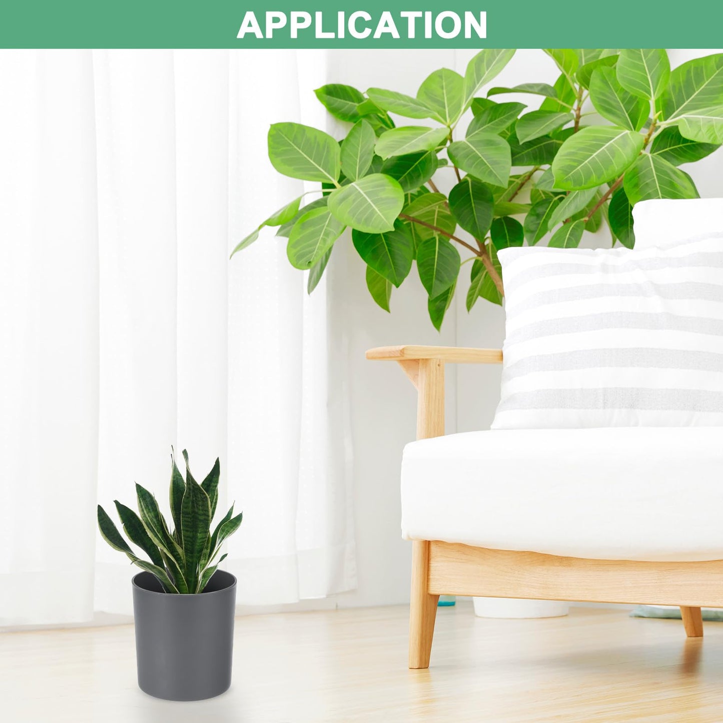 M METERXITY 2-Pack Plastic Plant Pots, 6 Inch Plastic Planters Round Flower Planter Containers Flower Pots for Indoor/Outdoor/Garden, Plant Holder [Gray]
