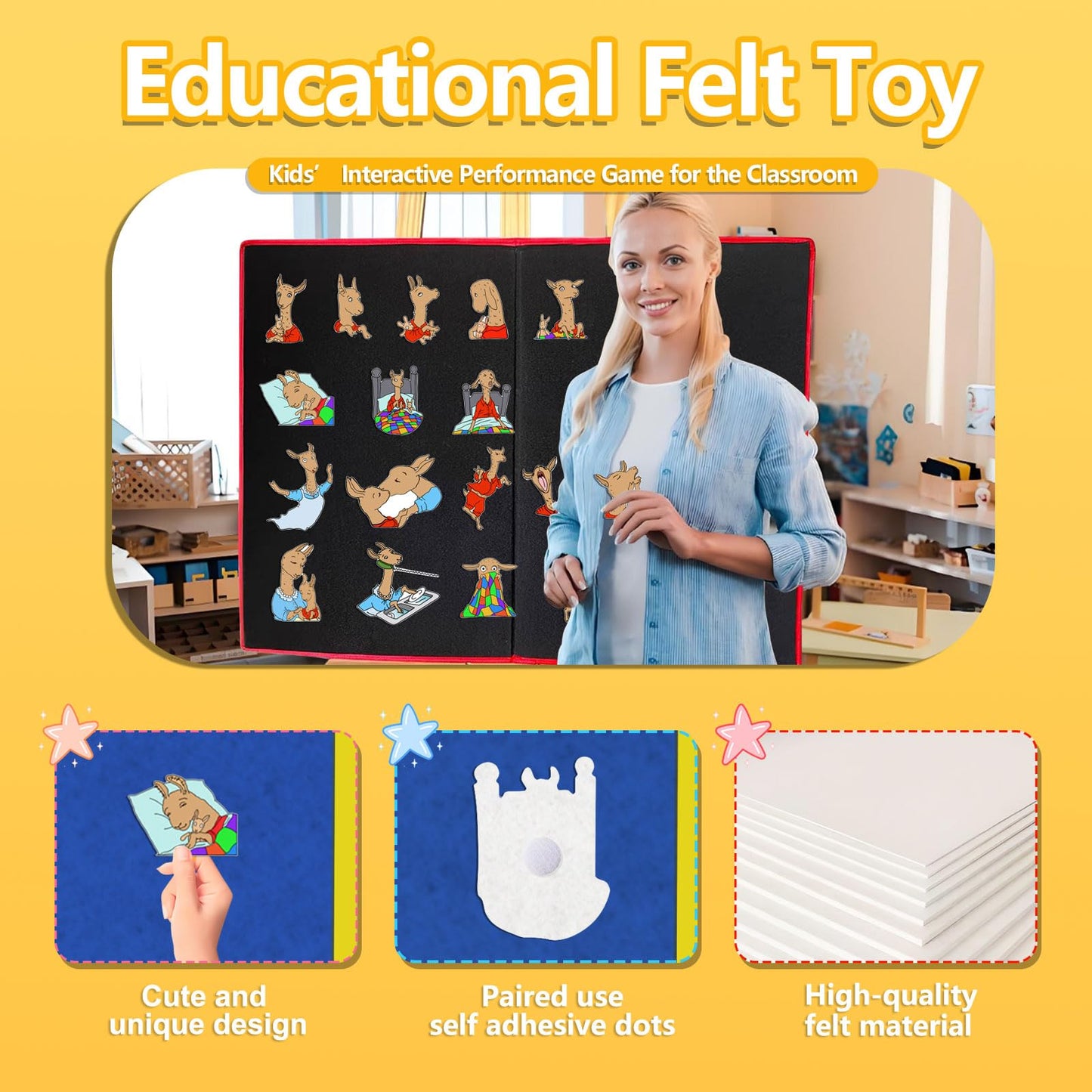 Thryvomniq Llama Llama Red Pajama Felt Story Board Pieces Preschool Storytelling Activies Felt Board Stories Interactive Learning Toys(17Felt Pieces)