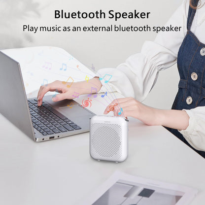 Norwii Bluetooth Voice Amplifier, Power Amplifiers, Portable Mini Wired Microphone Headset for Teacher Classroom & Outdoor Lectures, Teaching, Tour Guides, USB-C Rechargeable - 2000mAh, White
