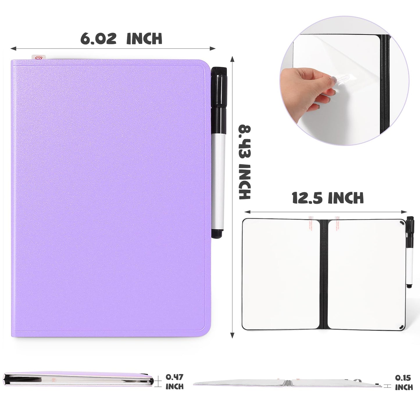 AGM Portable White Board Dry Erase, Double Sided Folding Whiteboards with Pen, Small Dry Erase Board for Study, Meeting, Doodling, Planning, Purple