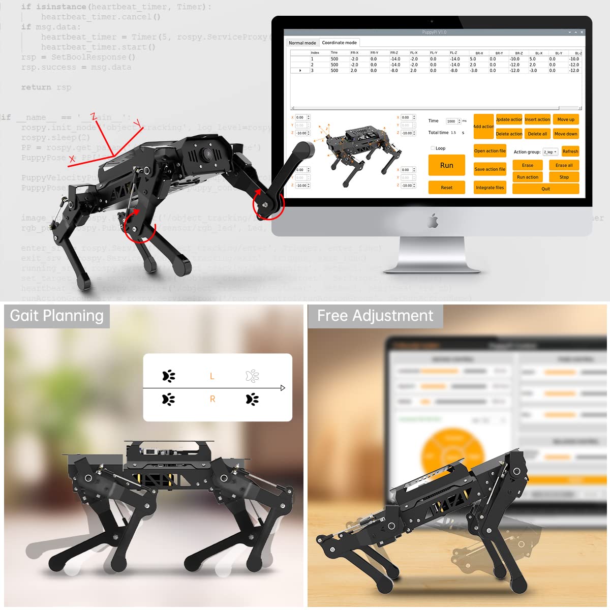 PuppyPi Robot Dog with ChatGPT Large AI Models AI Embodied Intelligence ROS Robotic Dog Vision Scene Voice Understanding SLAM Mapping Navigation Bionic Quadruped Robot, Advanced Kit & RaspberryPi5 8GB
