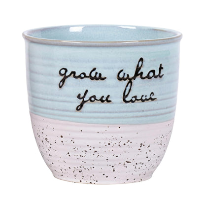 Blue Sky Clayworks 5” Patricia Flower Pot, Ceramic, 6" x 6", “Grow What You Love” Pastel Duo