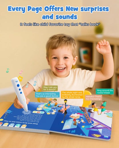 TEKFUN Musical Word Talking Pen Book Set, Interactive Audio Sound Books, Learning Education Toys, Early Educational Autism Therapy Birthdays for Toddlers Kids 1 2 3 4 5