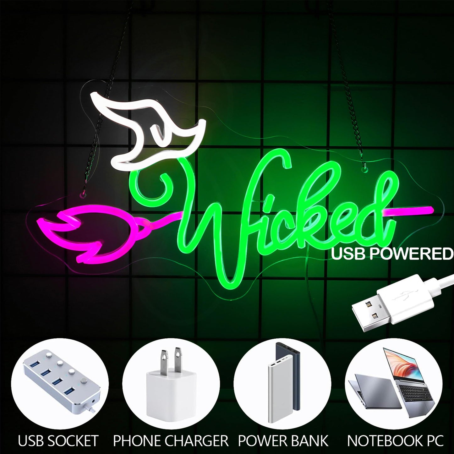 Witch Theme Party Decorations & Gift for Her - LED Neon Light for Bedroom Birthday Art Wall Decortion