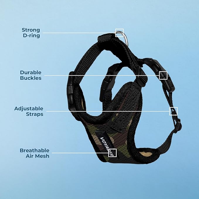 Voyager Step-in Pet Harness - All Weather Mesh, Adjustable Step in Harness for Cats and Dogs by Best Pet Supplies - Army/Black Trim, L
