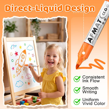 AFMAT Dry Erase Markers, 12-Count Whiteboard Markers, 1,100 Meters Writing Distance, Low Odor White Board Markers for Teacher Office Classroom (6 Bullet Tip + 6 Chisel Tip)