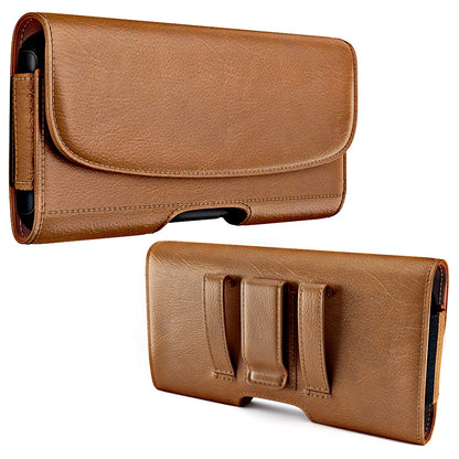 PiTau Holster for iPhone 16, 16 Pro, 15, 14, 13, 12, Xs, X, 11, XR - Premium Cell Phone Case with Belt Clip [Magnetic Closure] ID Card Holder Pouch (Fits Otterbox Case) Brown