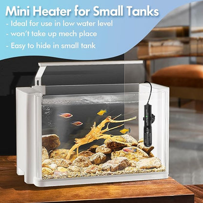 Orlushy 25W Small Submersible Aquarium Heater, Constant Temperature Betta Fish Tank Heater of 78℉for 1-6 Gallons Freshwater & Saltwater Tanks