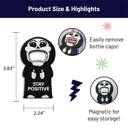 GOOFBALLS Funny Magnetic Bottle Opener – Beer Opener with Hilarious Saying – Strong Magnet for Fridge or Man Cave – Great Gag Gift for Beer Lovers, Dads, or Friends - Stay Positive