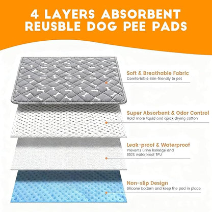 Puppy Pee Pads with Pheromones, Washable Puppy Training Pads for Dogs Reusable Puppy Potty Pads for Dogs and Cats(with Pet Hair Removal Gloves)
