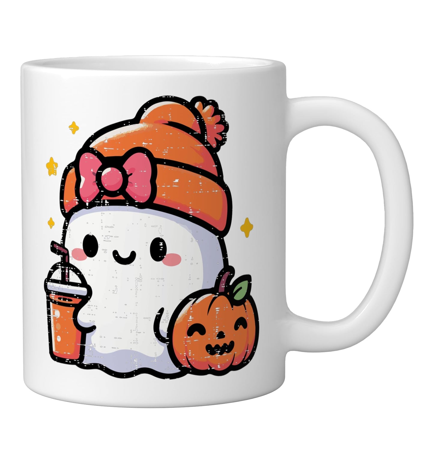 Halloween Ghost Beanie Coffee Fall Costume Girls Kids Women Ceramic Mug, White