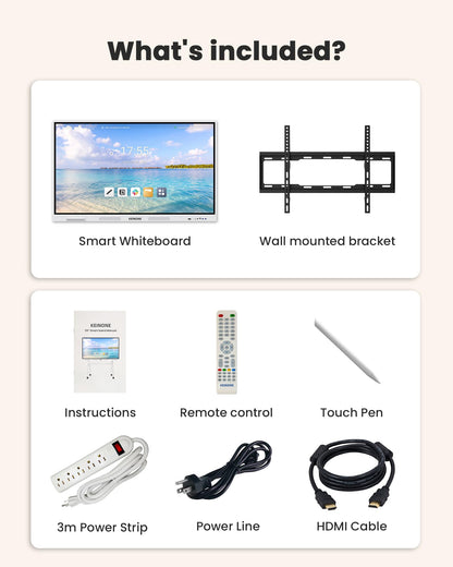KEINONE Interactive Smart Board for Classroom, 55” 8+128 GB Electronic Digital Whiteboard Built-in Android OS & Open App Ecosystem - 4K Touchscreen Smartboard for Home Office School Studio Display