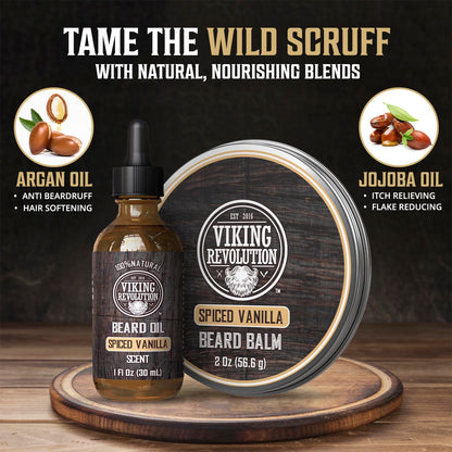 Viking Revolution Sandalwood Beard Oil for Men - Natural Mens Beard Oil with Argan Oil and Jojoba Oil - Beard Softener, Strengthens and Moisturizes - Beard Conditioner for Men (Sandalwood, 1 Pack)