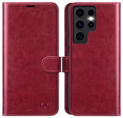 OCASE Compatible with Galaxy S24 Ultra 5G Wallet Case, PU Leather Flip Folio Case with Card Holders RFID Blocking Kickstand [Shockproof TPU Inner Shell] Phone Cover 6.8 Inch (2024), Red