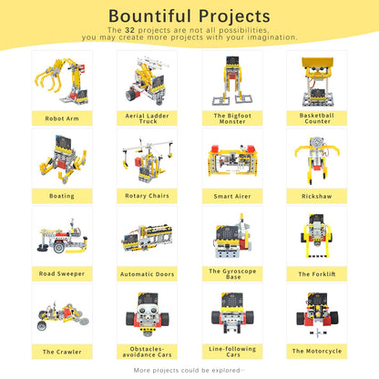 ELECFREAKS microbit 32 in 1 Wonder Sensor Kit, Makecode Programmable Learning Kit with Building Bricks/Sensors/Wukong Expansion Board(Without Micro:bit)