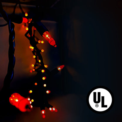 PARKIM Halloween Orange Lights String Outdoor 100 Mini Waterproof Incandescent Indoor Decoration Plug in 23 Feet Used for Patio Party Festive Courtyard Home (1, Orange)