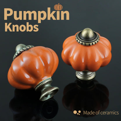 Zernmiarder Orange Pumpkin Knobs 12 Pack Ceramic Cabinet Knobs Vintage Drawer Pulls - Antique Dresser Pulls with Screws for Closet Drawer Cupboard Cabinet and DIY Home Project