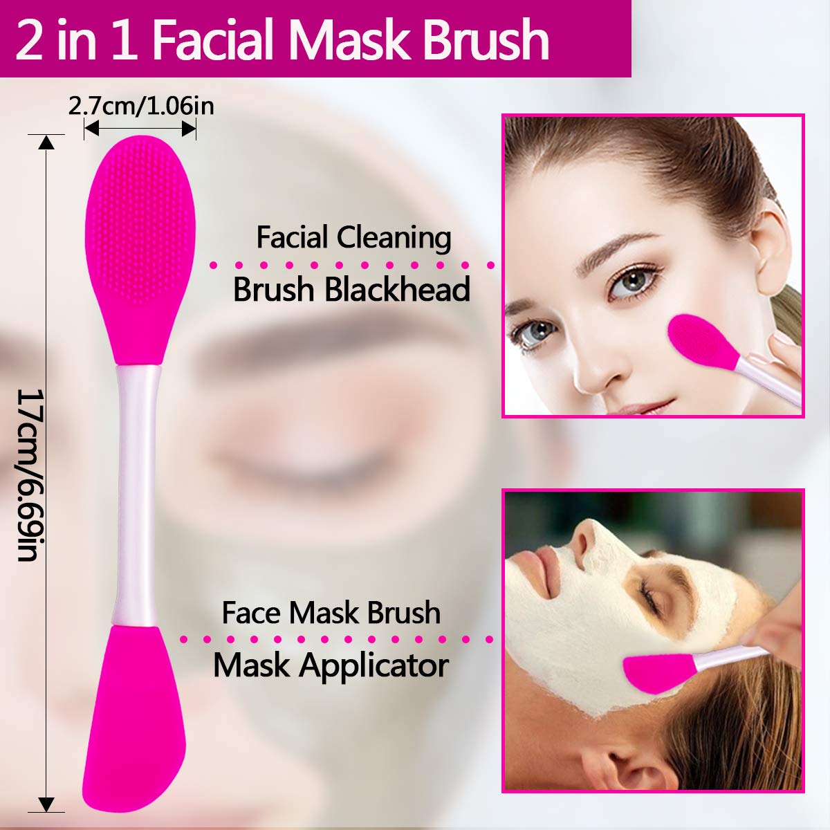 5PCS Silicone Scrubber Set, Lip & Face Cleansing Brush and 2PCS Exfoliating Face Brush for Men & Women