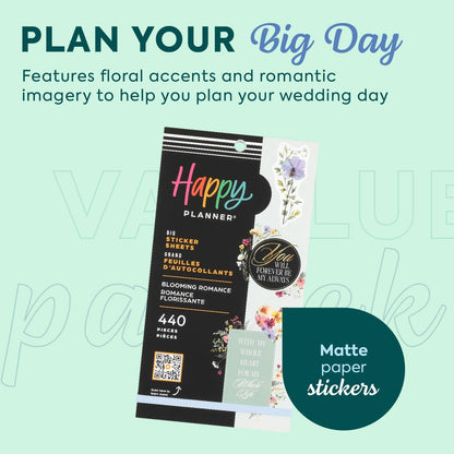 Happy Planner Blooming Romance 30-Sheet Classic-Size Sticker Pack for Wedding Planning