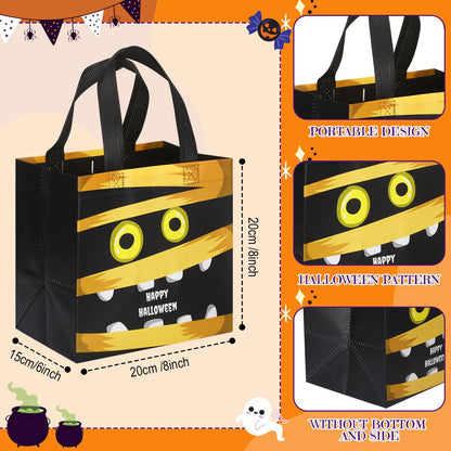 Chapou 90 Pcs Halloween Tote Bags Bulk Treat Gift Candy Goodie Bags with Handles Multifunctional Non Woven for Halloween Party Give Away