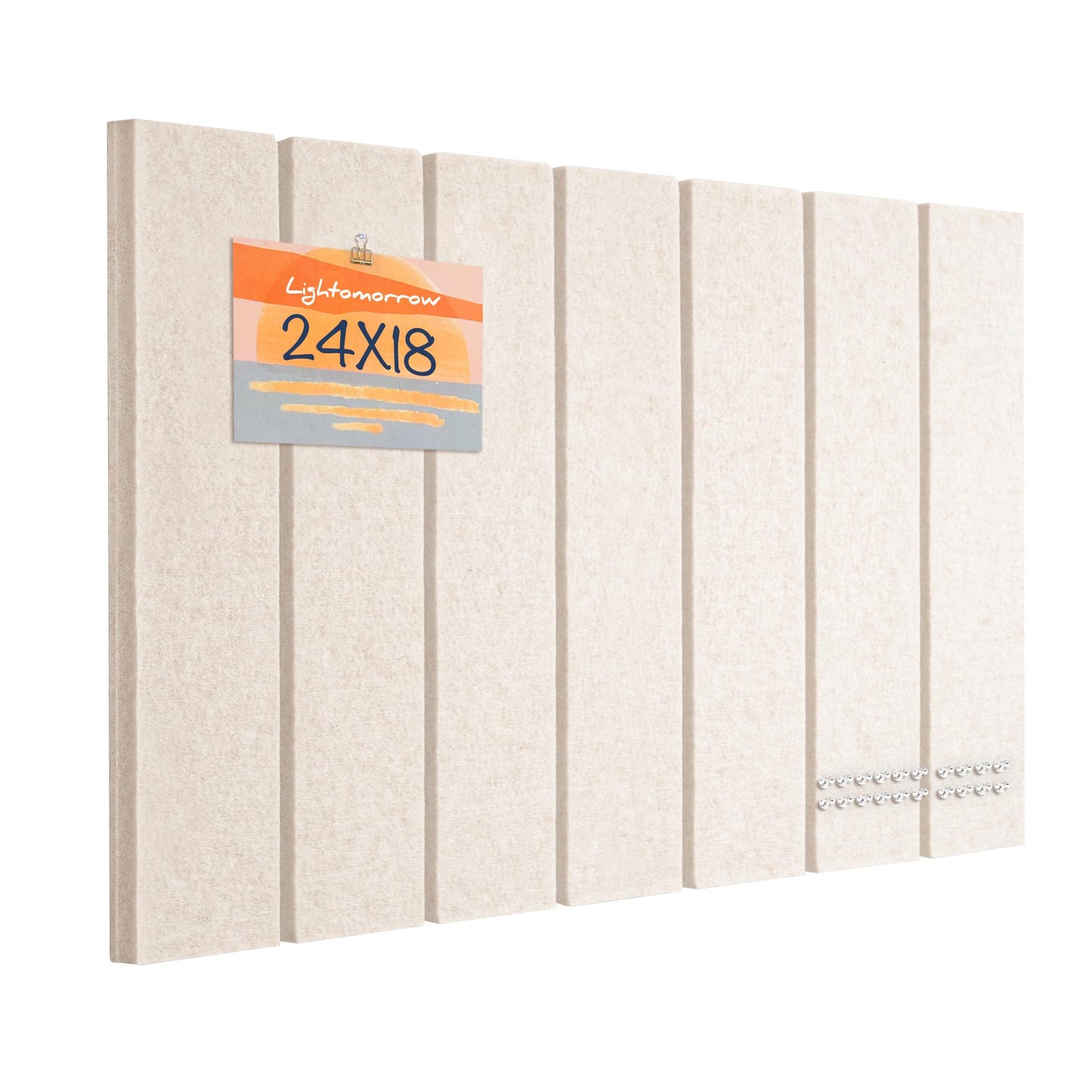 Lightomorrow Bulletin Board, 24 x 18 inches Cork Board Alternative for Wall, Felt Board Decorative Pin Board with 20 Pushpins - Oatmeal Stripes